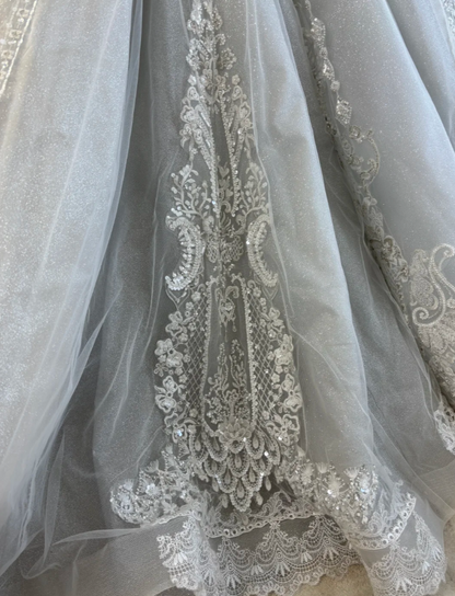 Luxury Jewel Neck Beading Wedding Dress Long Sleeve Appliques A-Line Bridal Dress GG7610