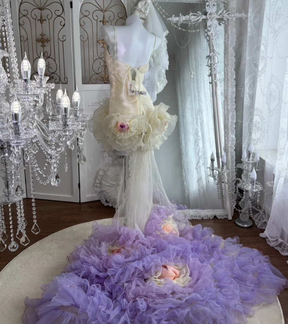 Lovely Spaghetti Straps Homecoming Dress Apricot Crystals Flowers A-Line Birthday Dress GG7618
