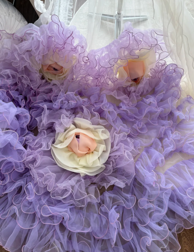 Lovely Spaghetti Straps Homecoming Dress Apricot Crystals Flowers A-Line Birthday Dress GG7618