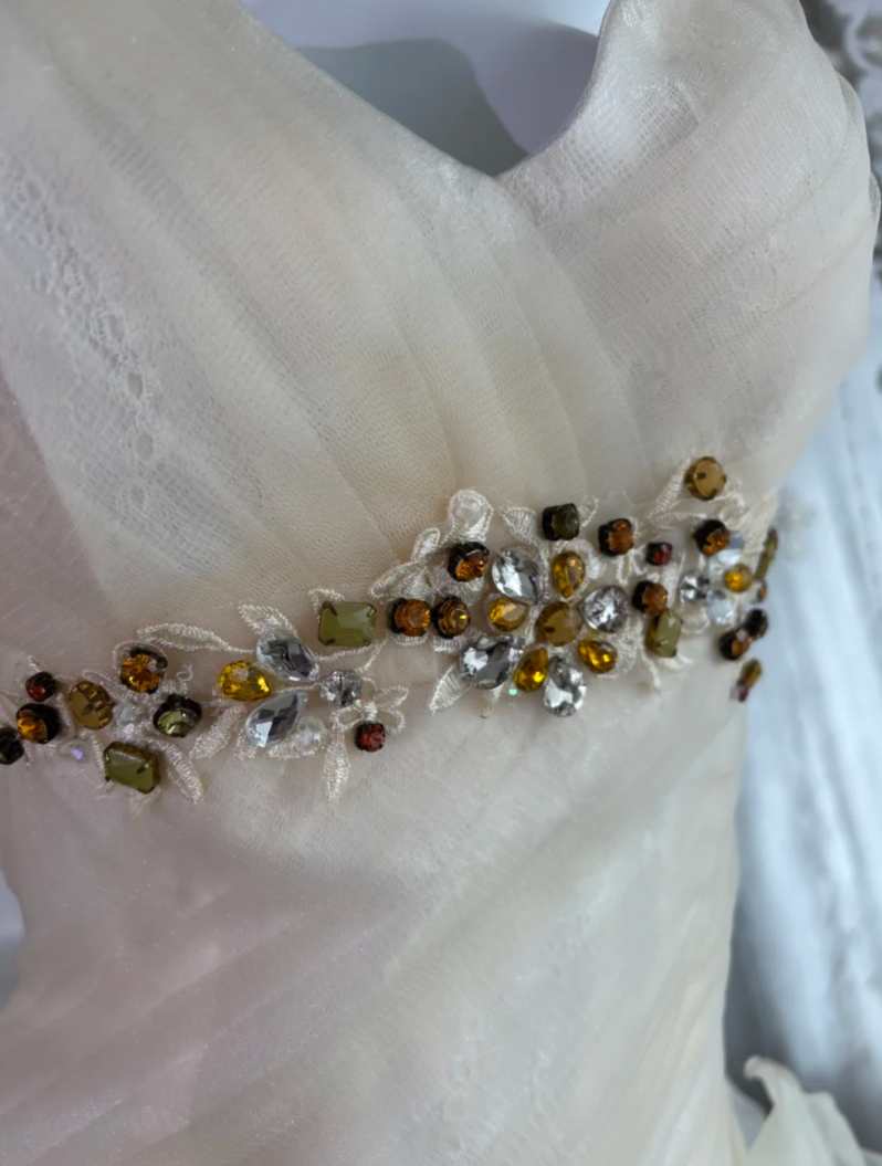 Lovely Spaghetti Straps Homecoming Dress Apricot Crystals Flowers A-Line Birthday Dress GG7618