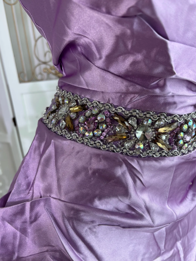 Playful Spaghetti Straps Homecoming Dress Purple Crystals Sequins A-Line Birthday Dress GG7619