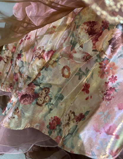 Glamorous Spaghetti Strap Prom Dress Brown Appliques Tiered A-Line Evening Dress GG7630