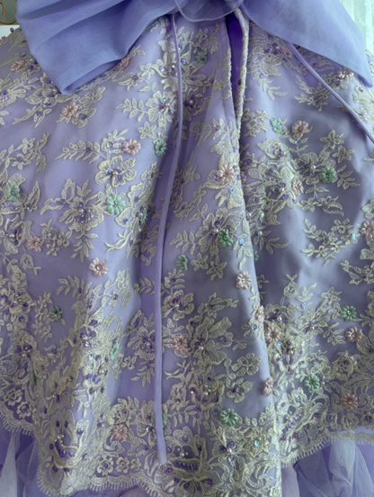 Fascinating One Shoulder Prom Dress Purple Flowers Sequins A-Line Evening Dress GG7631
