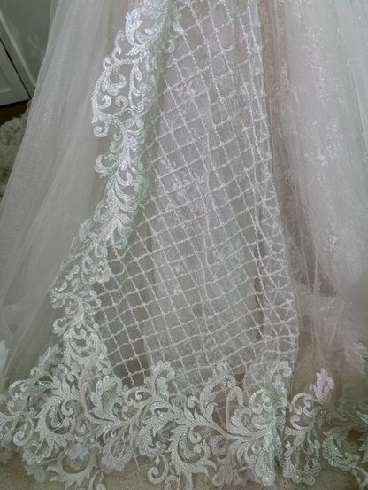 Graceful Off The Shoulder Wedding Dress Appliques Sequins Mermaid Bridal Dress GG7634