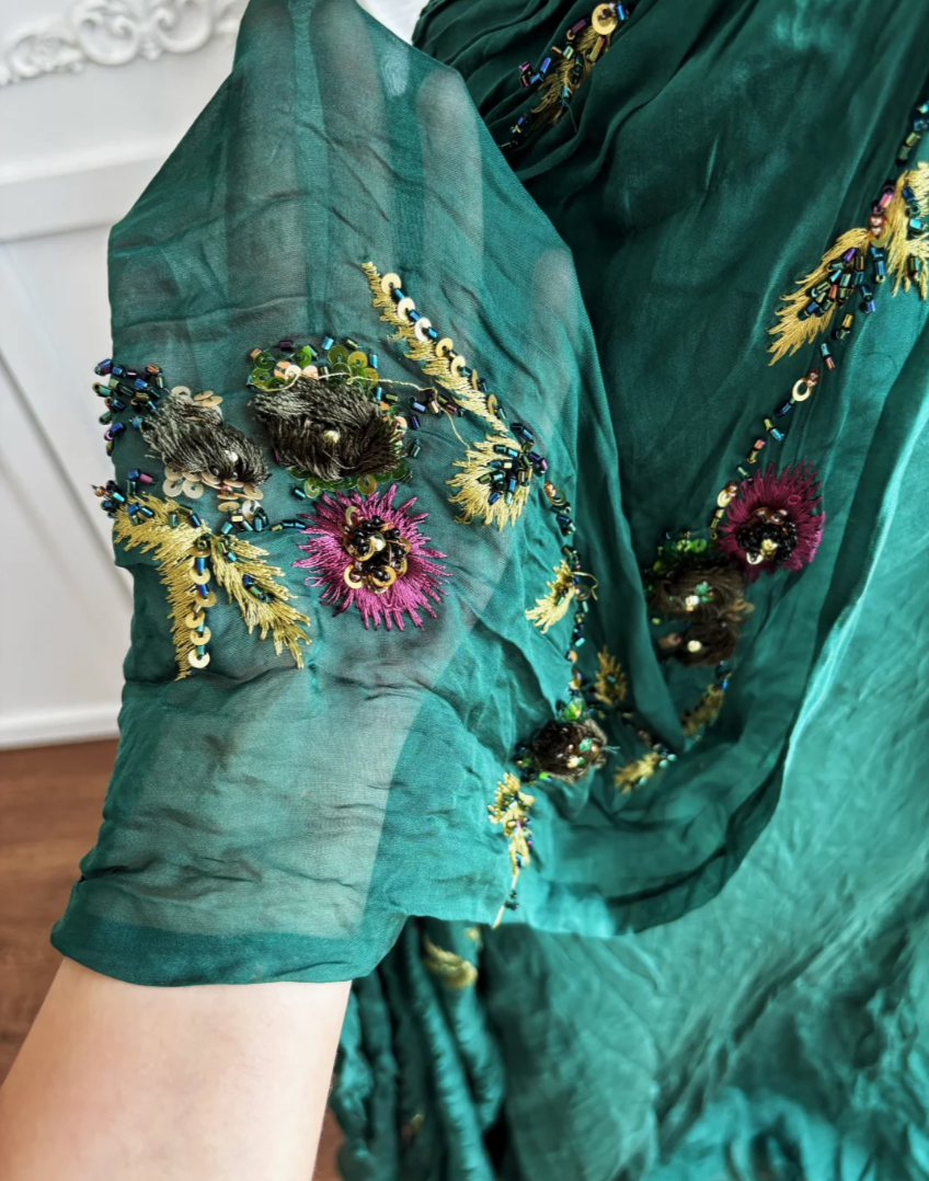 Ornate Halter Neck Green Prom Dress Crystals Embroidery A-Line Evening Dress GG7656
