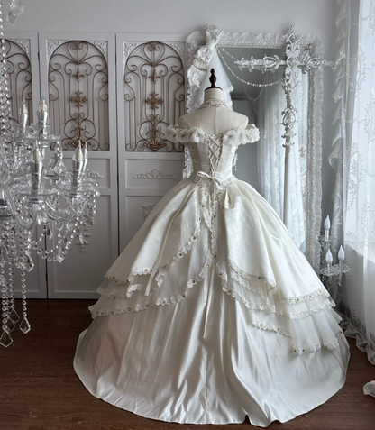 Alluring Off The Shoulder Wedding Dress Rhinestones Sequins A-Line Bridal Dress GG7663