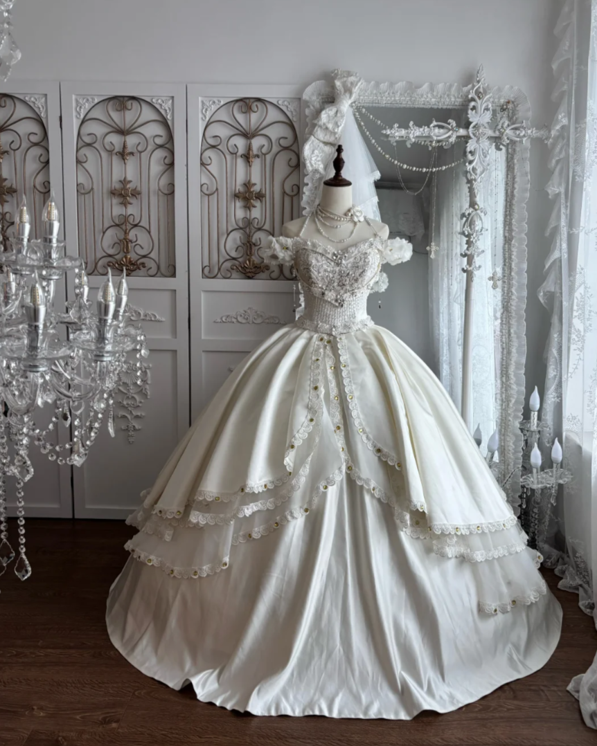 Alluring Off The Shoulder Wedding Dress Rhinestones Sequins A-Line Bridal Dress GG7663