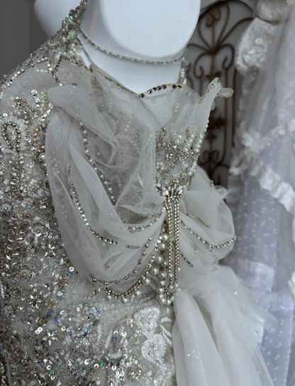 Sparkling Halter Neck Wedding Dress With Train Beading Rhinestones Mermaid Bridal Dress GG7667