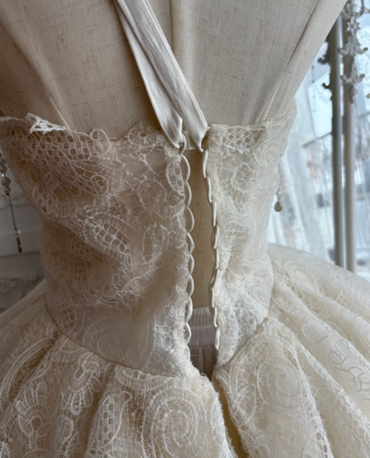 Glam Strapless Wedding Dress Lace Tiered A-Line Bridal Dress GG7669