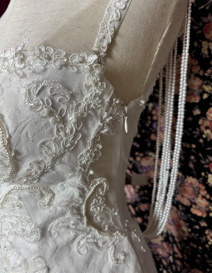 Trendy Square Neck Wedding Dress Appliques Beading Mermaid Bridal Dress GG7674