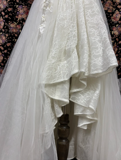 Romantic Strapless Lace Homecoming Dress Appliques Tulle A-Line Birthday Dress GG7676