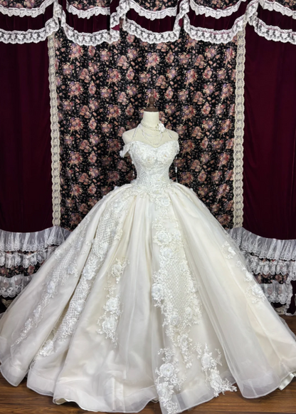 Classical Off The Shoulder Wedding Dress Beading Sequins A-Line Bridal Dress GG7677