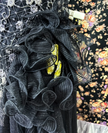 Retro Strapless Black Prom Dress Appliques Sequins A-Line Evening Dress GG7678