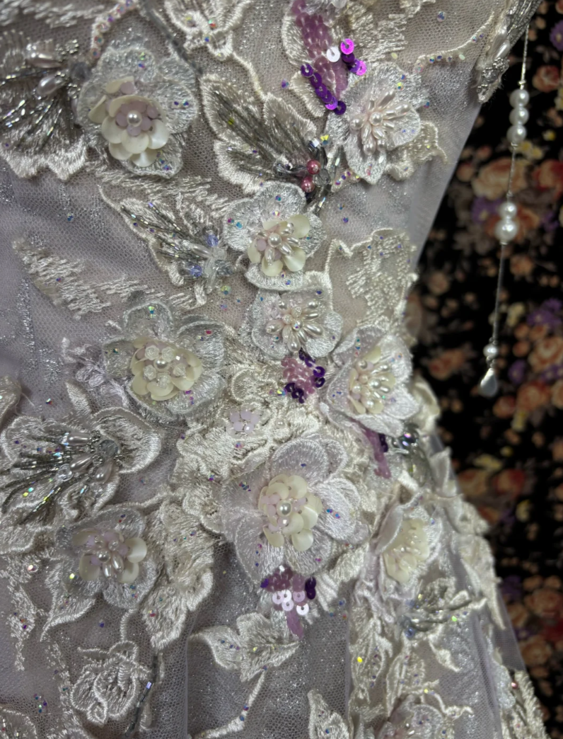 Dreamy Strapless Pastel Purple Prom Dress Appliques Sequins A-Line Evening Dress GG7681