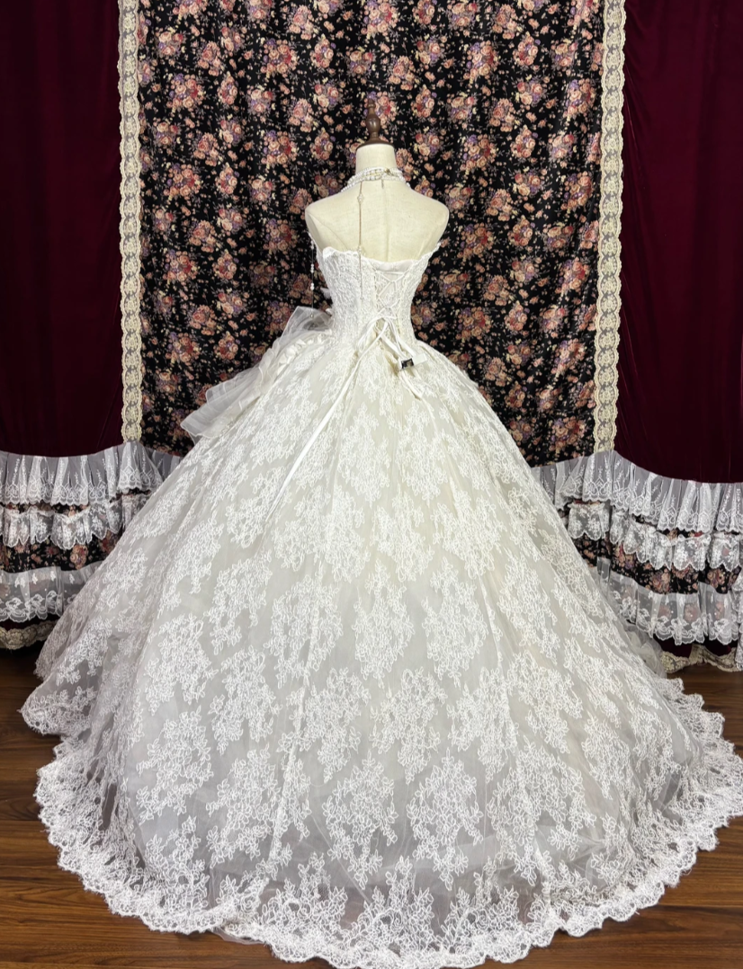 Chic Strapless Wedding Dress Appliques Sequins A-Line Bridal Dress GG7682