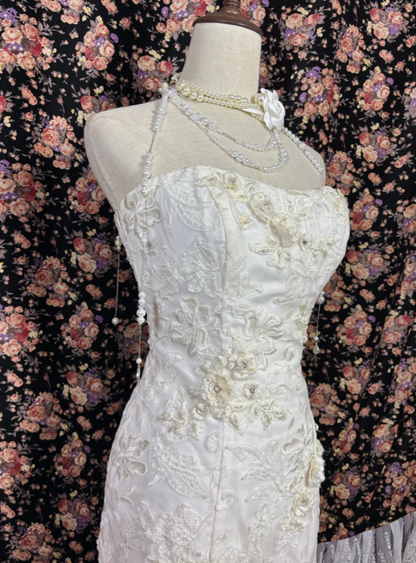Ornate Strapless Wedding Dress Appliques Mermaid Bridal Dress GG7684