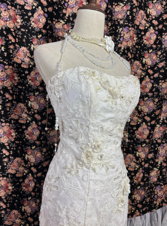 Ornate Strapless Wedding Dress Appliques Mermaid Bridal Dress GG7684