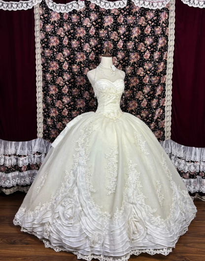 Cute Sweetheart Wedding Dress Appliques Sequins A-Line Bridal Dress GG7685