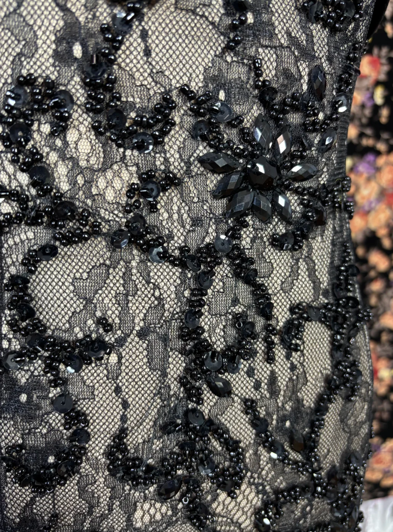 Playful Strapless Black Prom Dress Bow Beading Mermaid Evening Dress GG7687