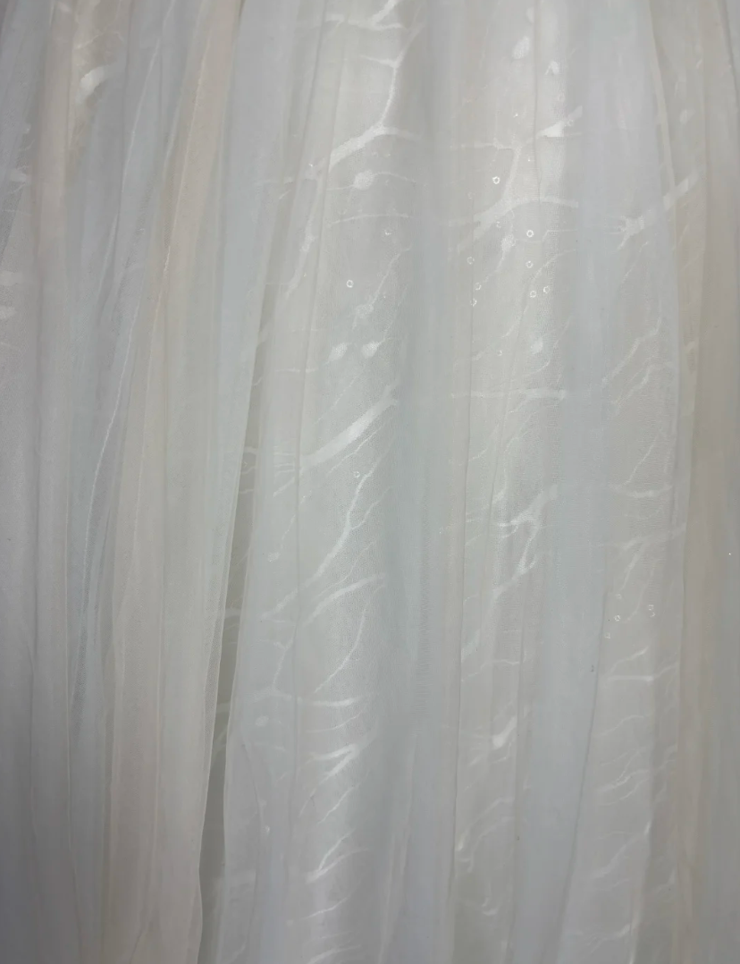 Glam Off The Shoulder Wedding Dress Floral Sequins Tulle A-Line Bridal Dress GG7688