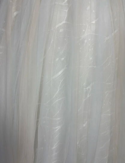 Glam Off The Shoulder Wedding Dress Floral Sequins Tulle A-Line Bridal Dress GG7688
