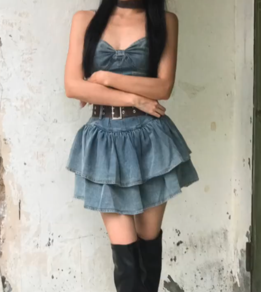 Trendy Spaghetti Straps Homecoming Dress Blue Tiered A-Line Birthday Dress GG7694