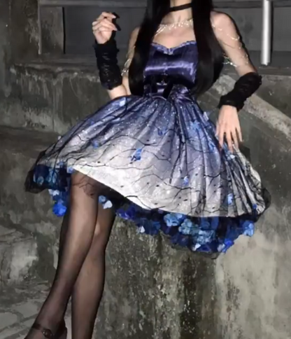 Alluring Spaghetti Straps Homecoming Dress Gradient Purple Appliques A-Line Birthday Dress GG7695