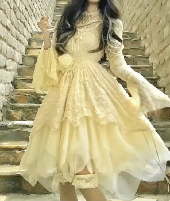 Elegant Long Sleeve Homecoming Dress Ivory Tulle Tiered A-Line Birthday Dress GG7704