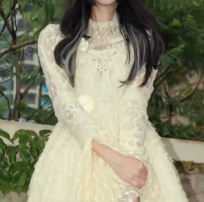 Elegant Long Sleeve Homecoming Dress Ivory Tulle Tiered A-Line Birthday Dress GG7704