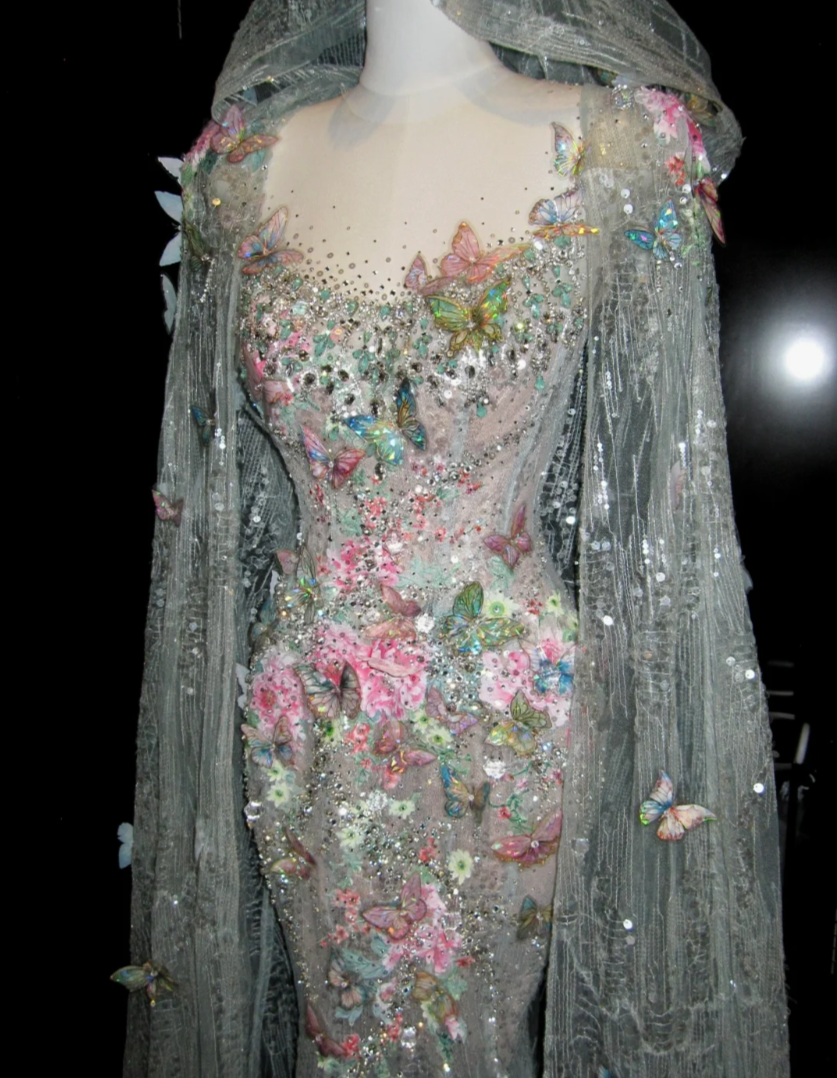 Glam Illusion Neck Prom Dress Appliques Beading Mermaid Evening Dress GG7746