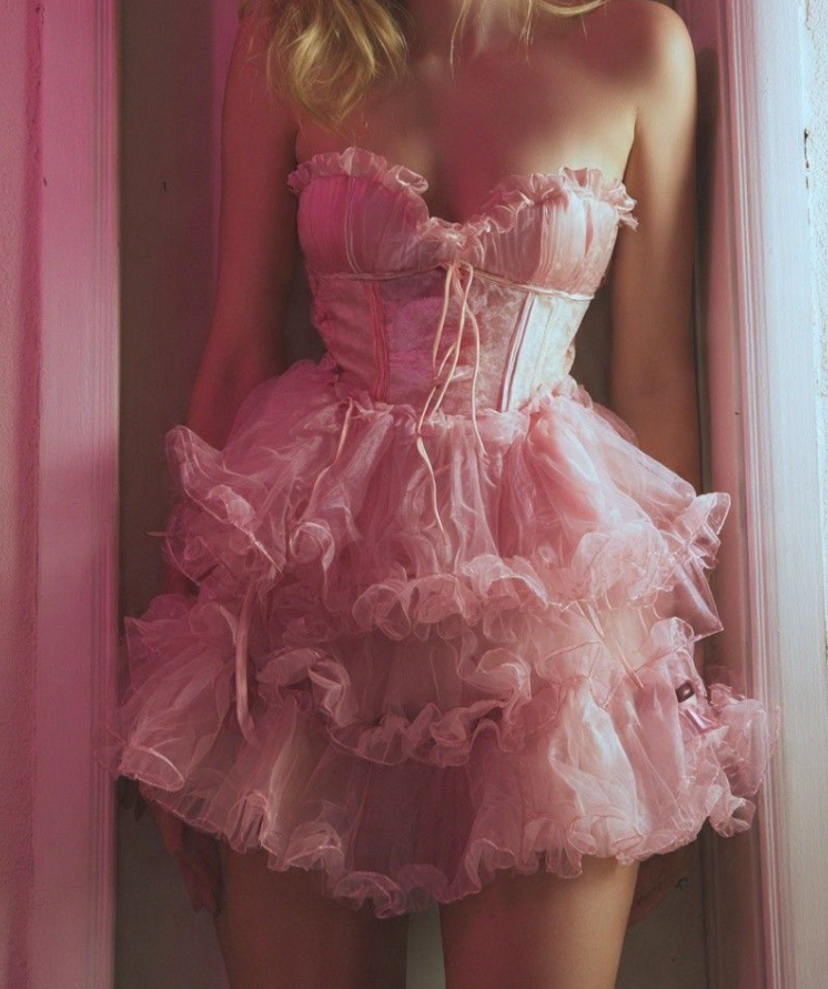 Adorable Strapless Pink Homecoming Dress Tiered A-Line Birthday Dress GG7758