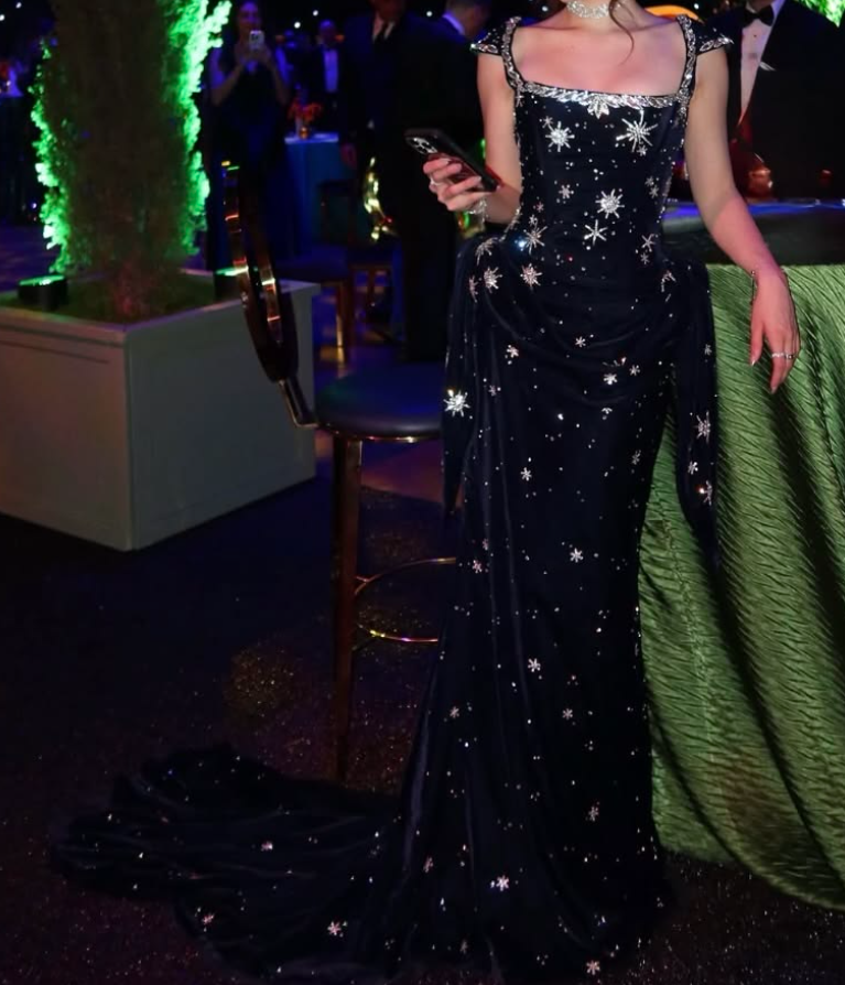 Glittering Square Neck Prom Dress Blue Sequins Sheath Evening Dress GG7765