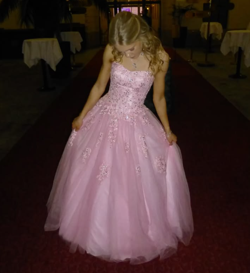 Lovely Strapless Sequins Prom Dress Pink Tulle A-Line Evening Dress GG7766