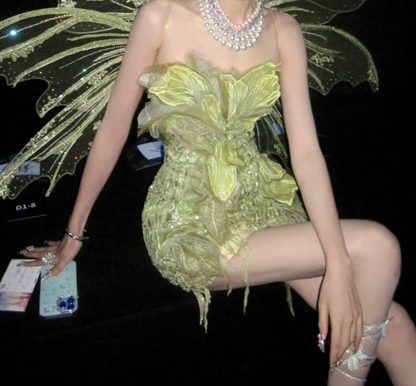 Shiny Strapless Green Homecoming Dress Pastel Sequins Sheath Birthday Dress GG7769