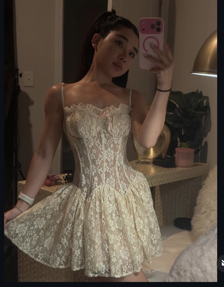 Playful Spaghetti Straps Homecoming Dress Ivory Floral A-Line Birthday Dress GG7782