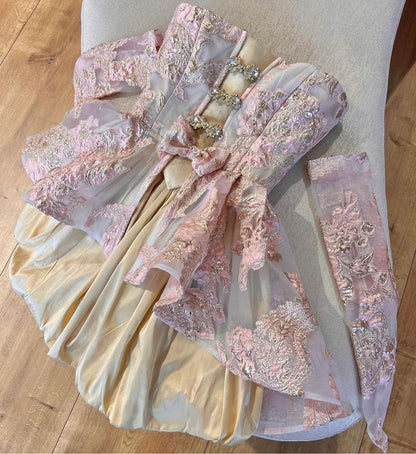 Vintage Strapless Pink Homecoming Dress Sequins Satin A-Line Birthday Dress GG7784