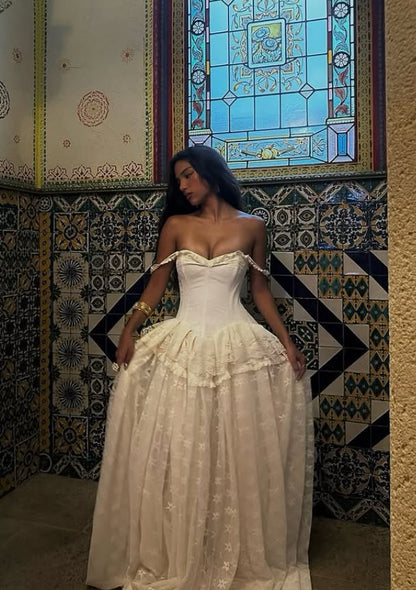 Alluring Off-Shoulder Wedding Dress Lace A-Line Bridal Dress GG7796