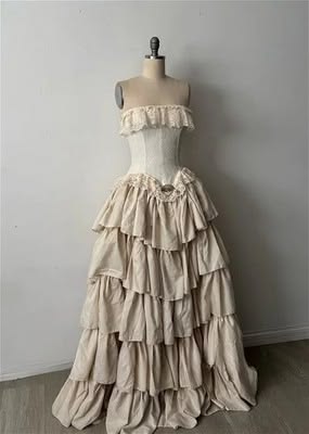 Classical Strapless Ivory Prom Dress Tiered A-Line Evening Dress GG7806