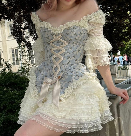 Ornate Off The Shoulder Homecoming Dress Lace Floral A-Line Birthday Dress GG7822