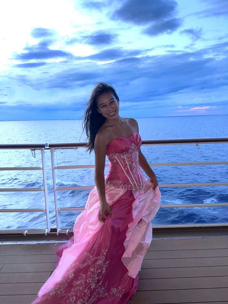 Romantic Strapless Pink Prom Dress Sequins Floral A-Line Evening Dress GG7843