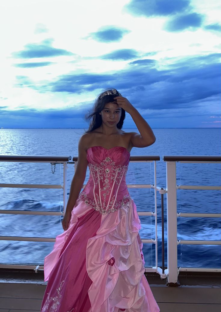 Romantic Strapless Pink Prom Dress Sequins Floral A-Line Evening Dress GG7843