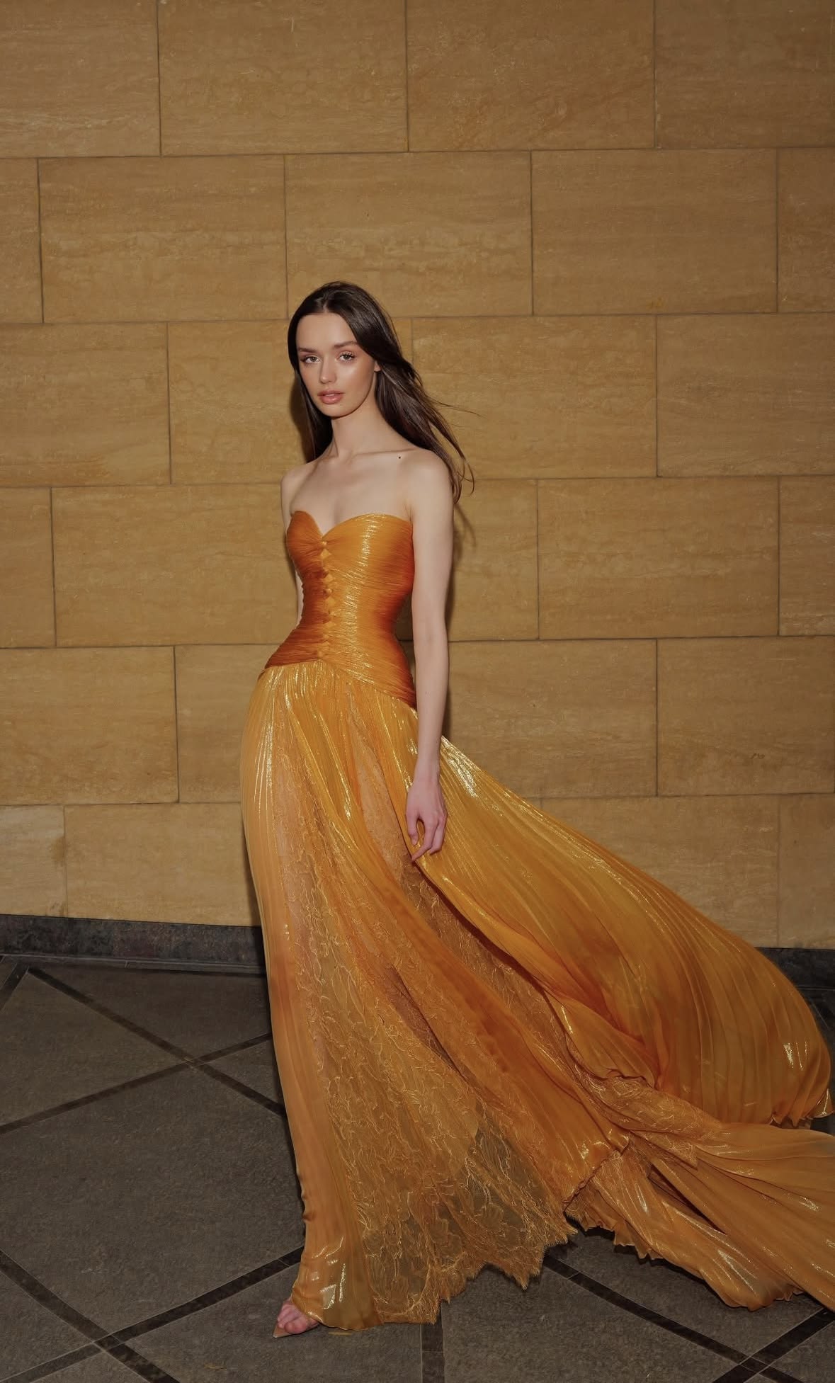 Lustrous Strapless Prom Dress Orange A-Line Evening Dress GG7876