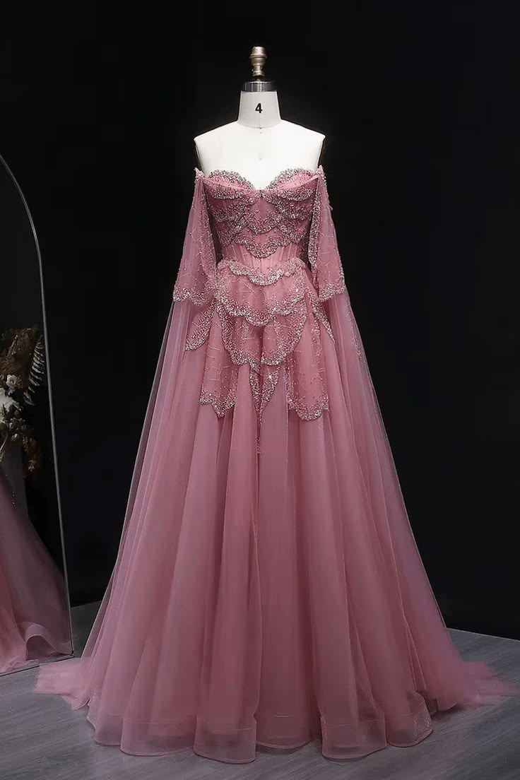 Glittering Off The Shoulder Prom Dress Sequins Tulle A-Line Evening Dress GG7879