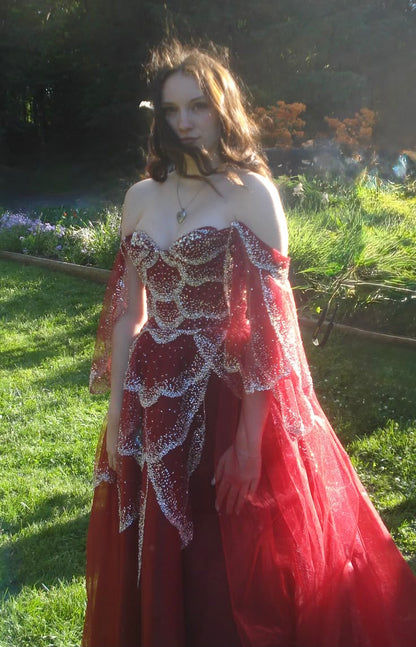 Glittering Off The Shoulder Prom Dress Sequins Tulle A-Line Evening Dress GG7879
