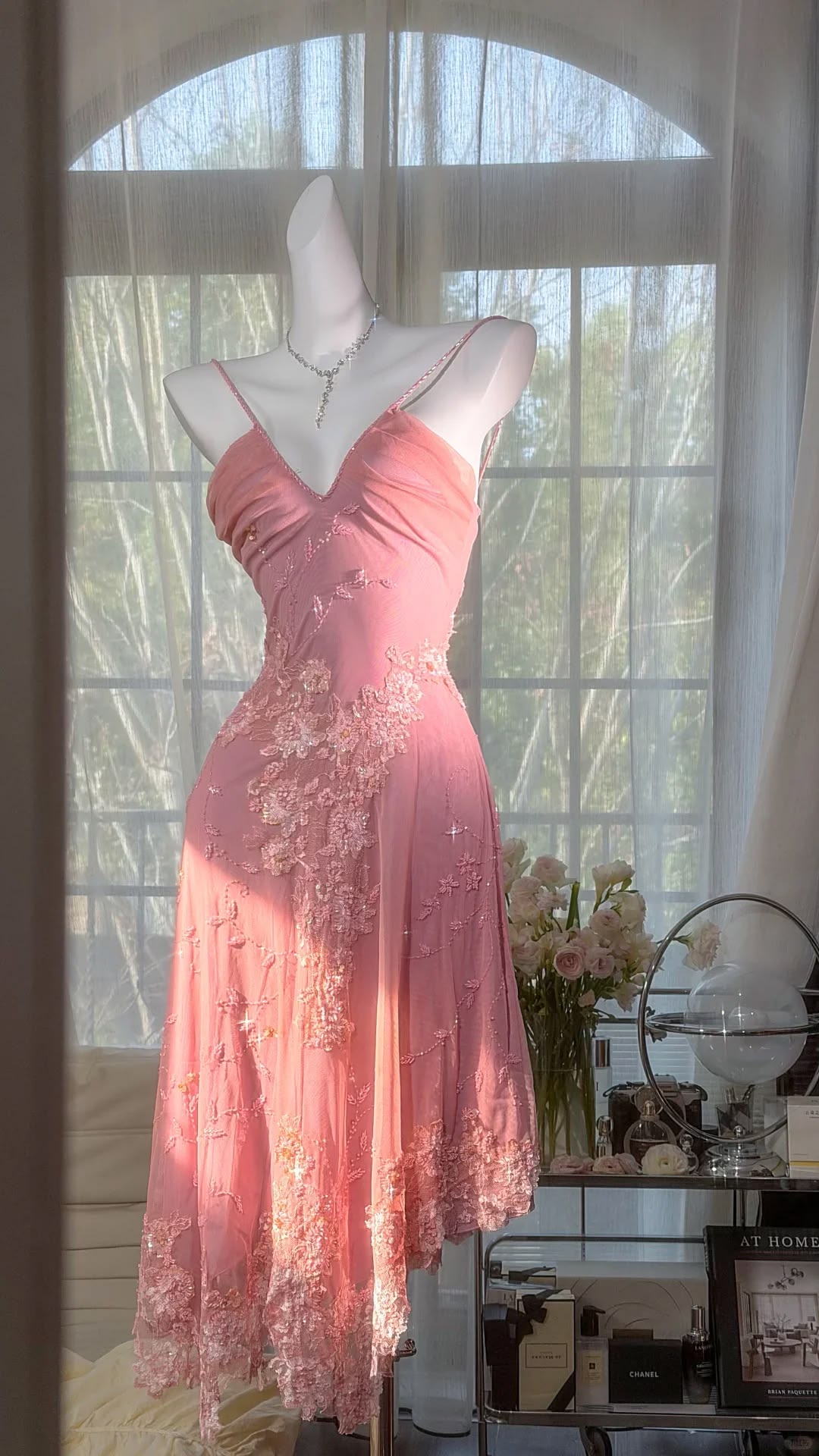 Adorable Spaghetti Straps Homecoming Dress Pink Sequins A-Line Birthday Dress GG7901