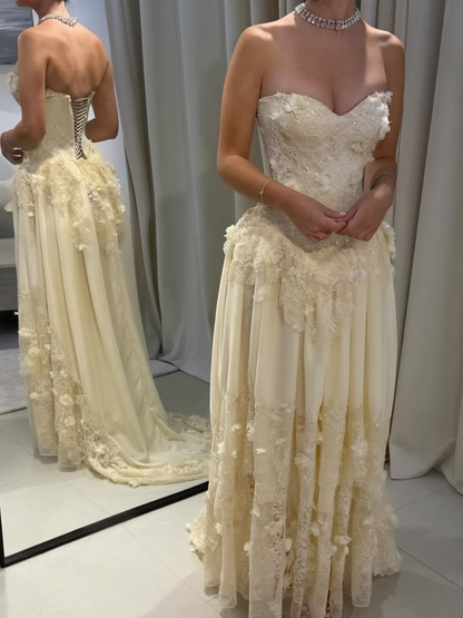 Fascinating Strapless Appliques Prom Dress Sequins A-Line Evening Dress GG7903