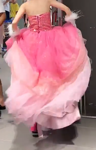 Charming Strapless Pink Prom Dress Sequins Tulle A-Line Evening Dress GG7906
