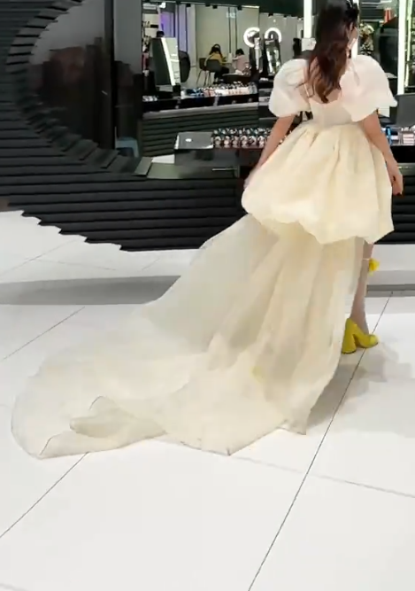 Classical Square Neck Homecoming Dress Yellow Short Sleeve A-Line Birthday Dress GG7910