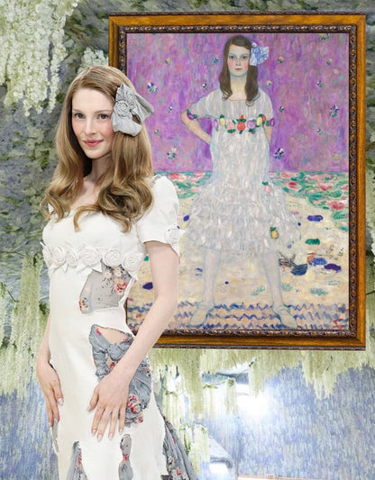 Chic Square Neck White Prom Dress Short Sleeve Floral Mermaid Evening Dress GG7935