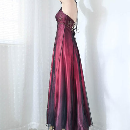 Glamorous Halter Neck Prom Dress Black Beading A-Line Evening Dress GG7959